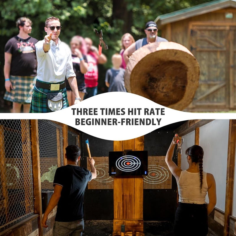 NedFoss Axe Throwing, 11.9" Full Tang Triple Edge Throwing Axe with Sheath TPE Rubber Handle, Axe Throwing Set 3, Axe for Throwing for Gifts - Image 4